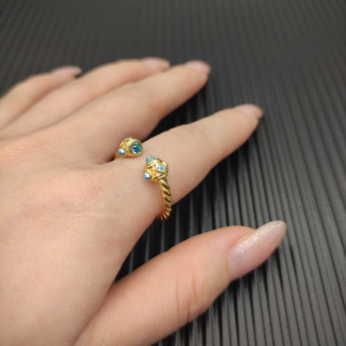 David Yurman 2.3mm Gold Renaissance Blue Diamond Pavé Ring