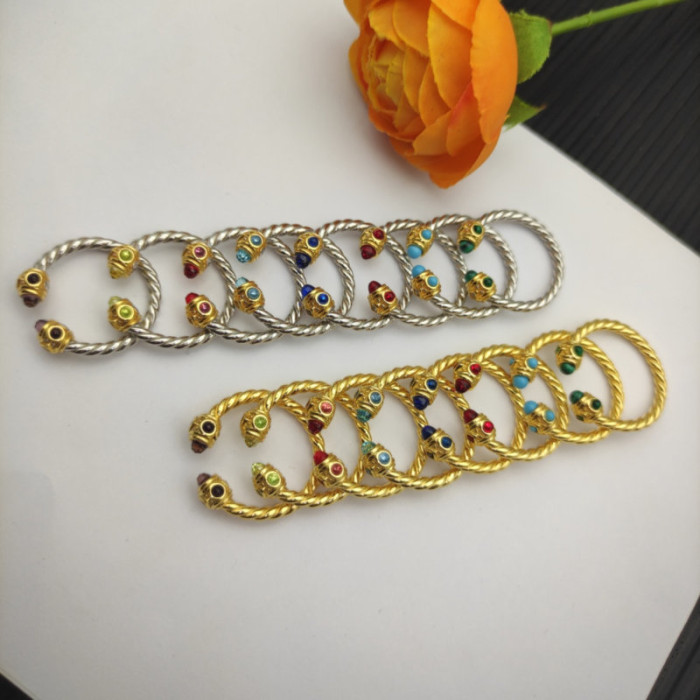 David Yurman 2.3mm Gold and Silver Renaissance Turquoise Pavé Diamond Ring