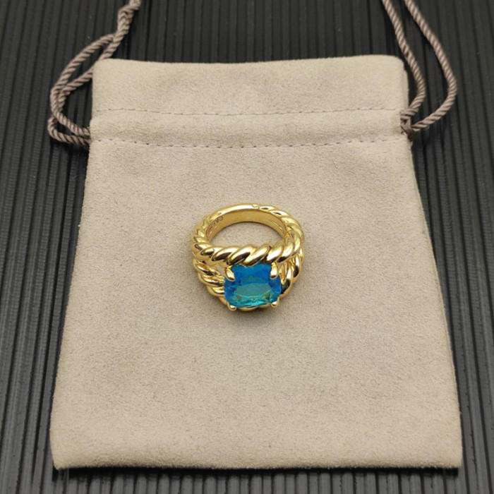 David Yurman 20mm Marbella Blue Diamond Ring