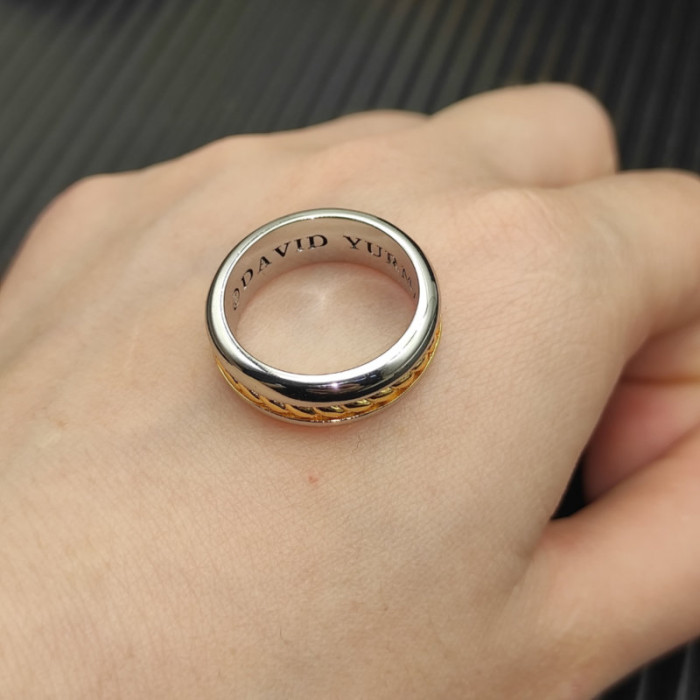 David Yurman Gold and Silver Cable Plain Ring