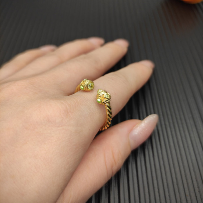David Yurman 2.3mm Gold Renaissance Green Diamond Pavé Ring
