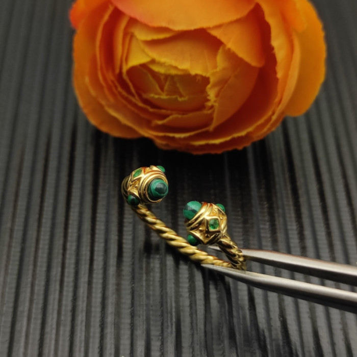 David Yurman 2.3mm Gold Renaissance Peacock Green Pavé Diamond Ring