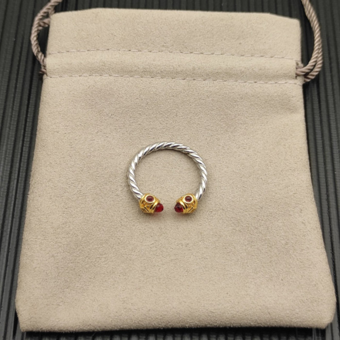 David Yurman 2.3mm Gold and Silver Renaissance Red Diamond Pavé Ring
