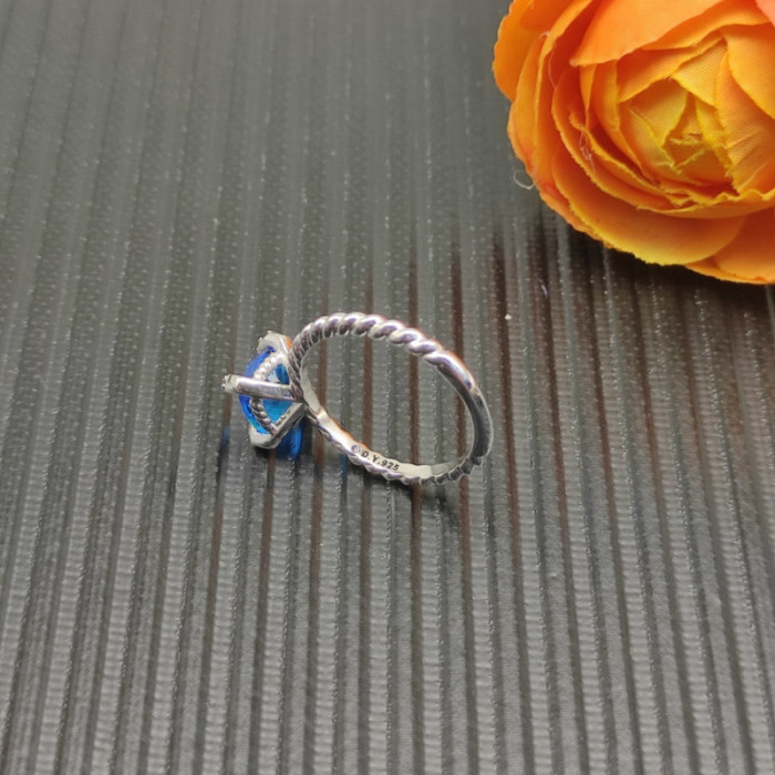 David Yurman 8mm Four-Prong Blue Diamond Ring