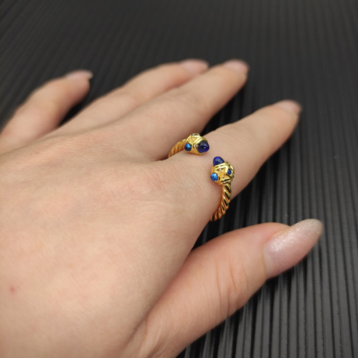 David Yurman 2.3mm Gold Renaissance Blue Chalcedony Pavé Diamond Ring