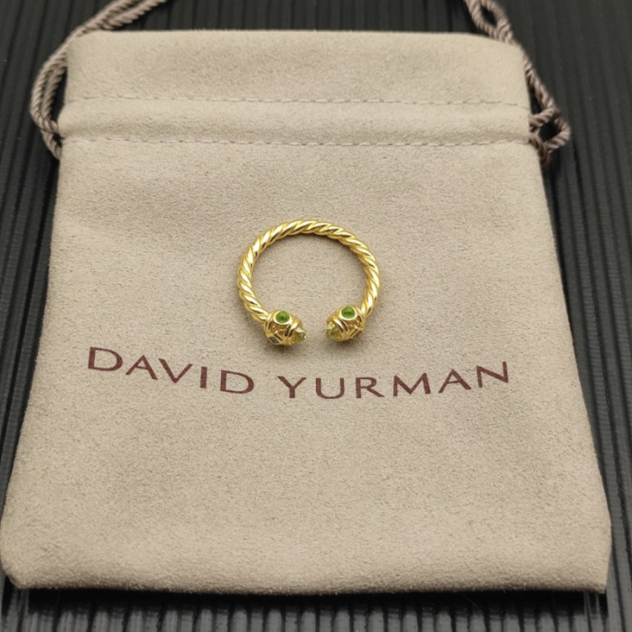 David Yurman 2.3mm Gold Renaissance Green Diamond Pavé Ring