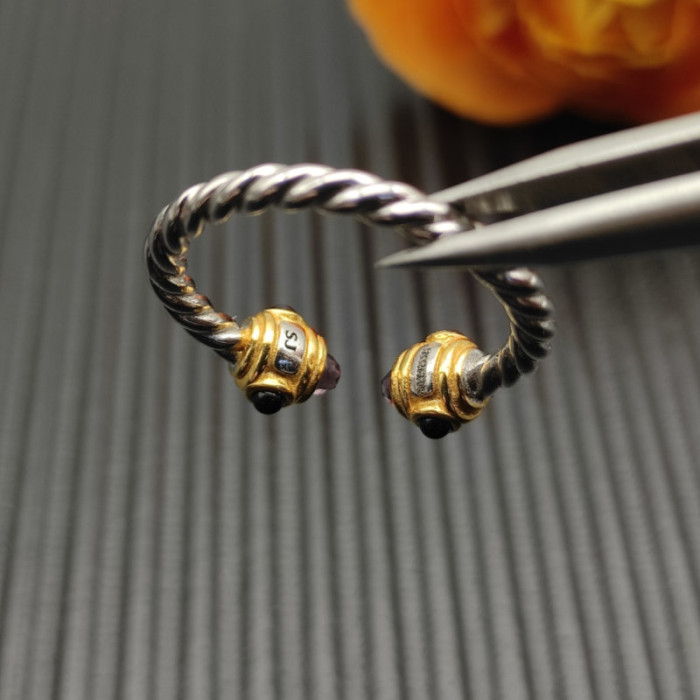 David Yurman 2.3mm Gold and Silver Renaissance Purple Diamond Pavé Ring