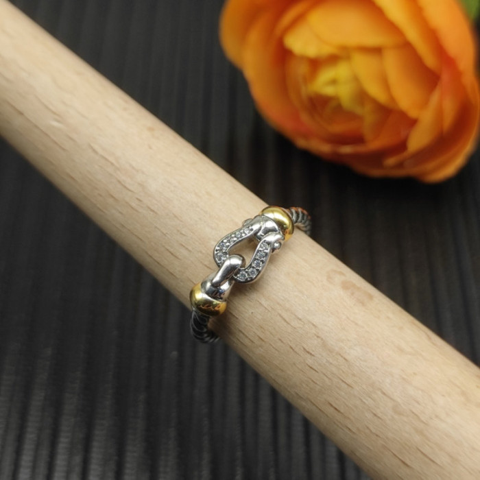 David Yurman Gold and Silver 2mm Link Ring
