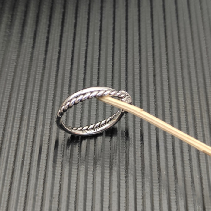 David Yurman Sterling Silver Pavé X Cross Cable Ring