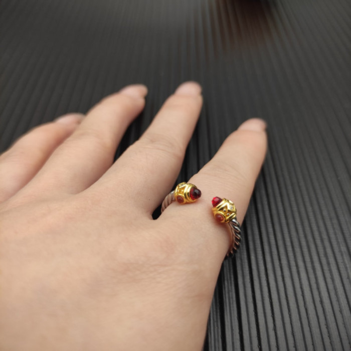 David Yurman 2.3mm Gold and Silver Renaissance Red Diamond Pavé Ring