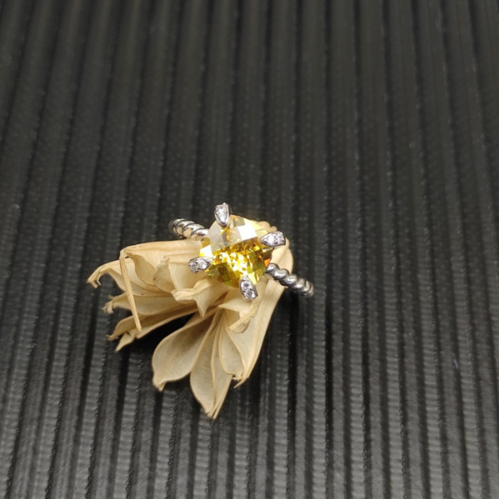 David Yurman 8mm Four-Prong Yellow Diamond Ring