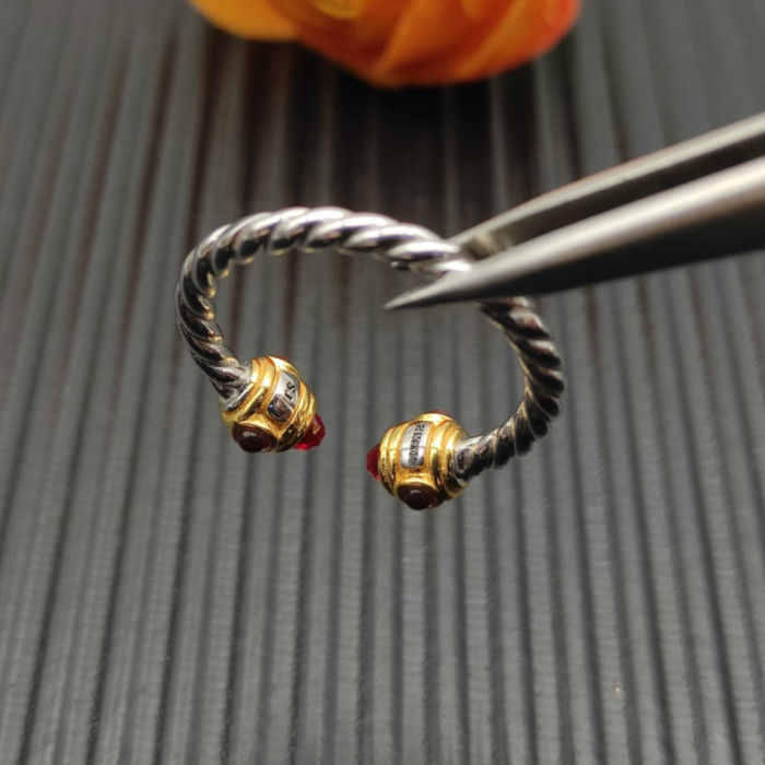 David Yurman 2.3mm Gold and Silver Renaissance Red Diamond Pavé Ring