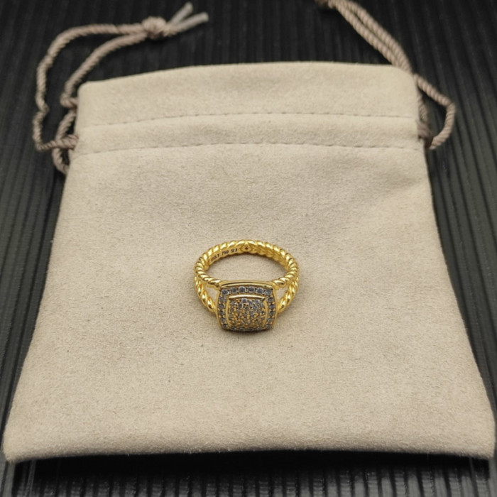 David Yurman Gold Pavé Square Diamond Ring