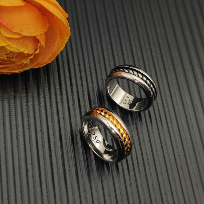 David Yurman Gold and Silver Cable Plain Ring