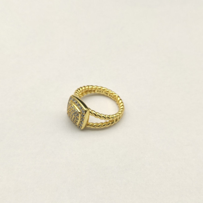 David Yurman Gold Pavé Square Diamond Ring