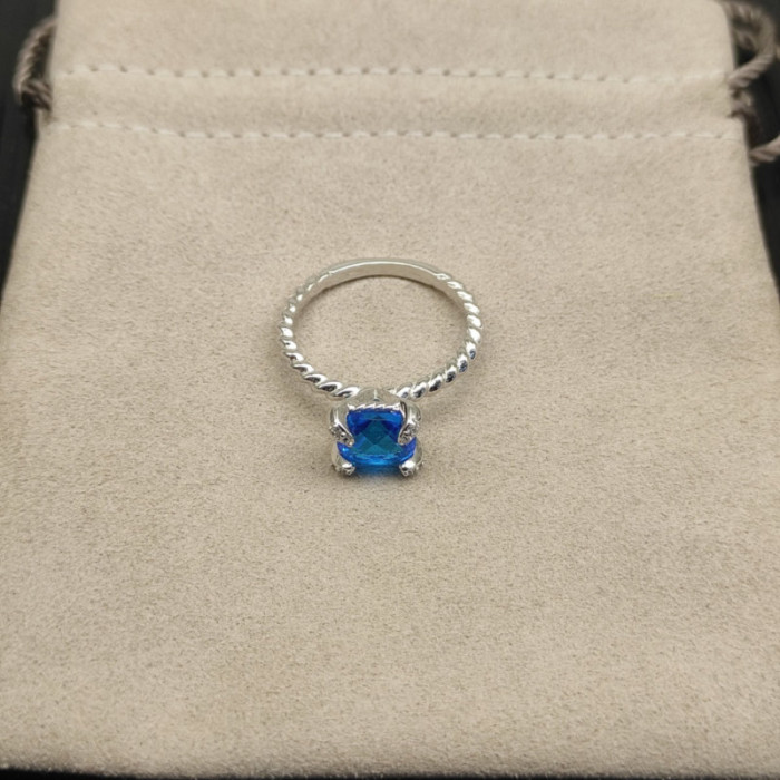David Yurman 8mm Four-Prong Blue Diamond Ring