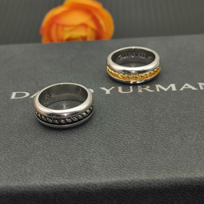 David Yurman Gold and Silver Cable Plain Ring