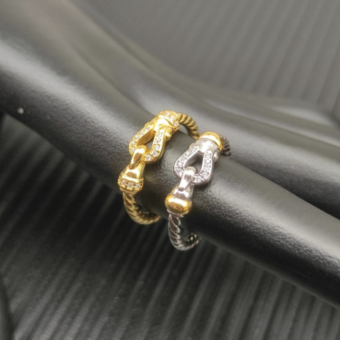David Yurman Gold and Silver 2mm Link Ring