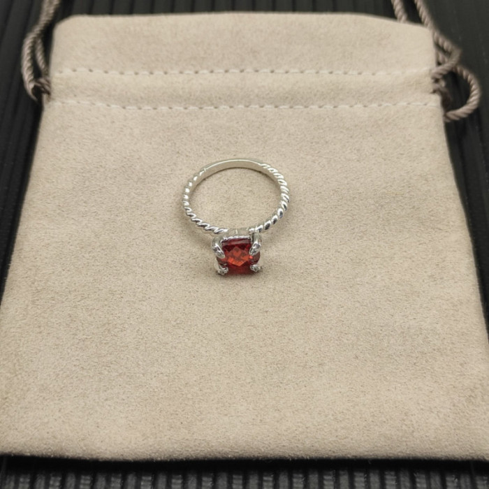 David Yurman 8mm Four-Prong Red Diamond Ring