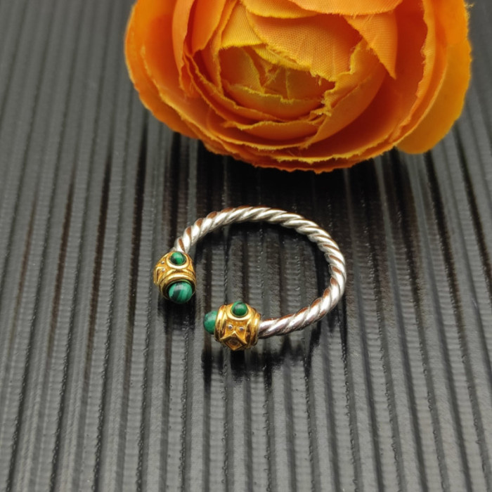 David Yurman 2.3mm Gold and Silver Renaissance Peacock Green Pavé Diamond Ring