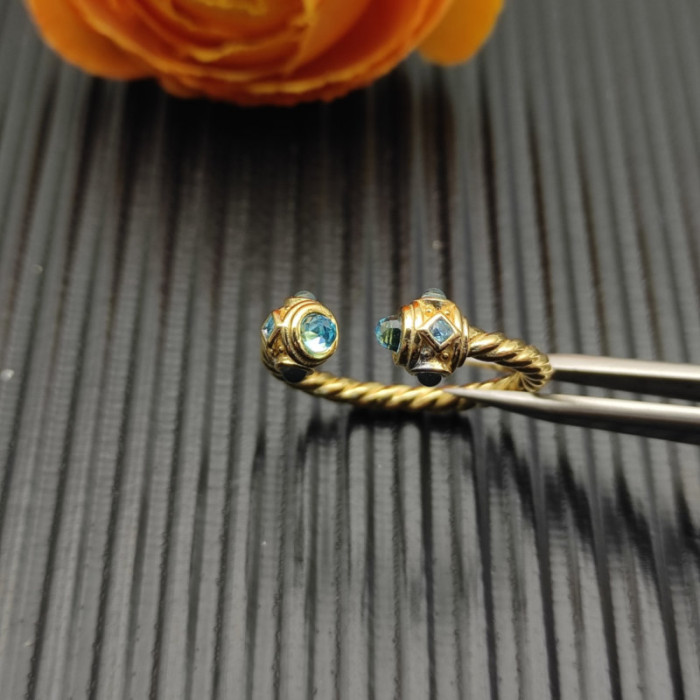 David Yurman 2.3mm Gold Renaissance Blue Diamond Pavé Ring