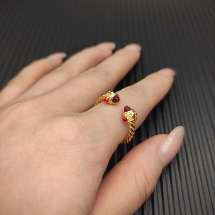 David Yurman 2.3mm Gold Renaissance Carnelian Pavé Diamond Ring