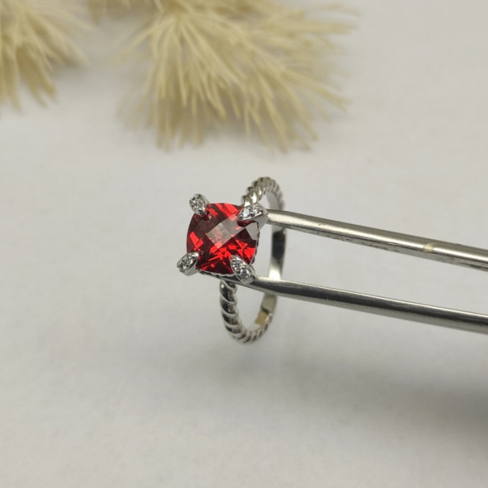 David Yurman 8mm Four-Prong Red Diamond Ring