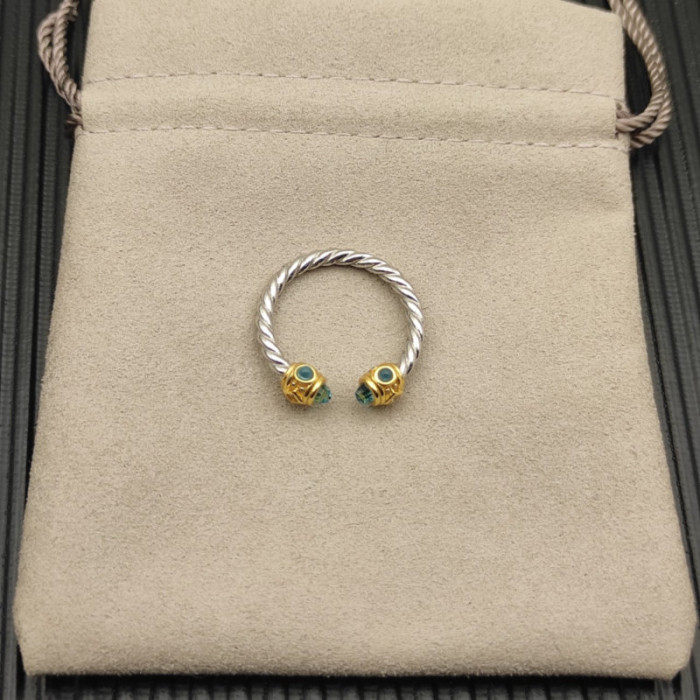 David Yurman 2.3mm Gold and Silver Renaissance Blue Diamond Pavé Ring