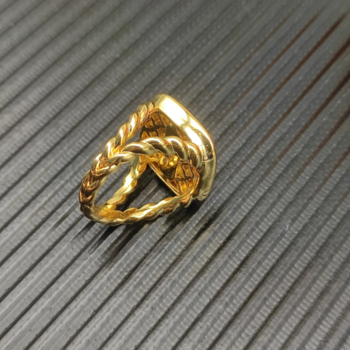 David Yurman 18mm Gold Square Pavé Diamond Ring