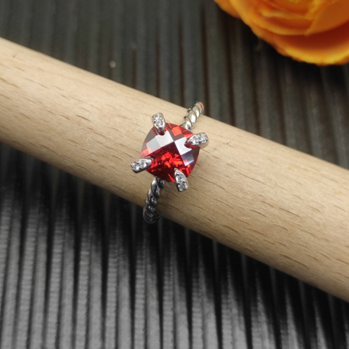 David Yurman 8mm Four-Prong Red Diamond Ring