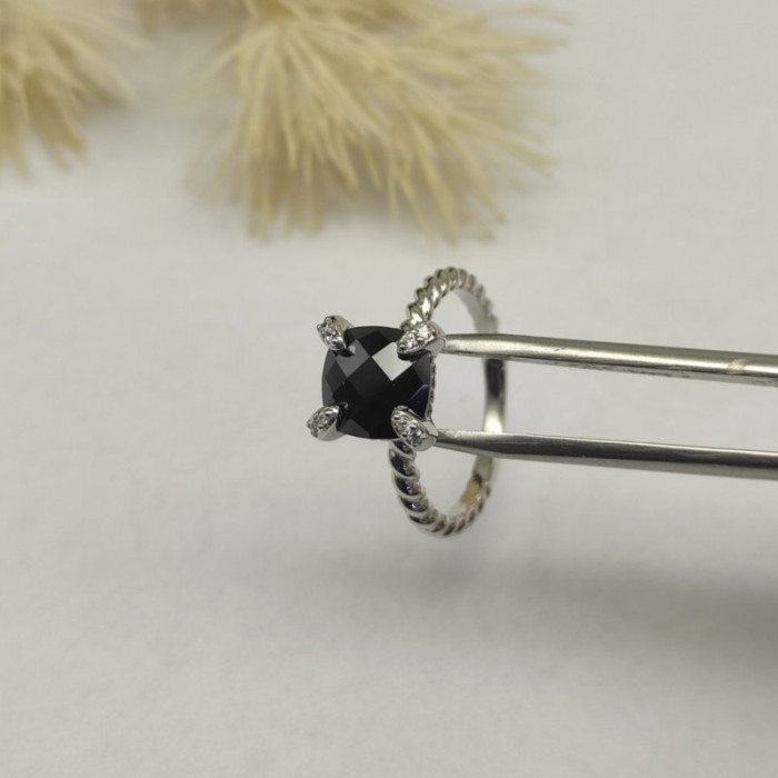 David Yurman 8mm Four-Prong Black Diamond Ring