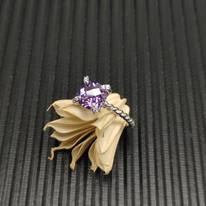 David Yurman 8mm Four-Prong Purple Diamond Ring
