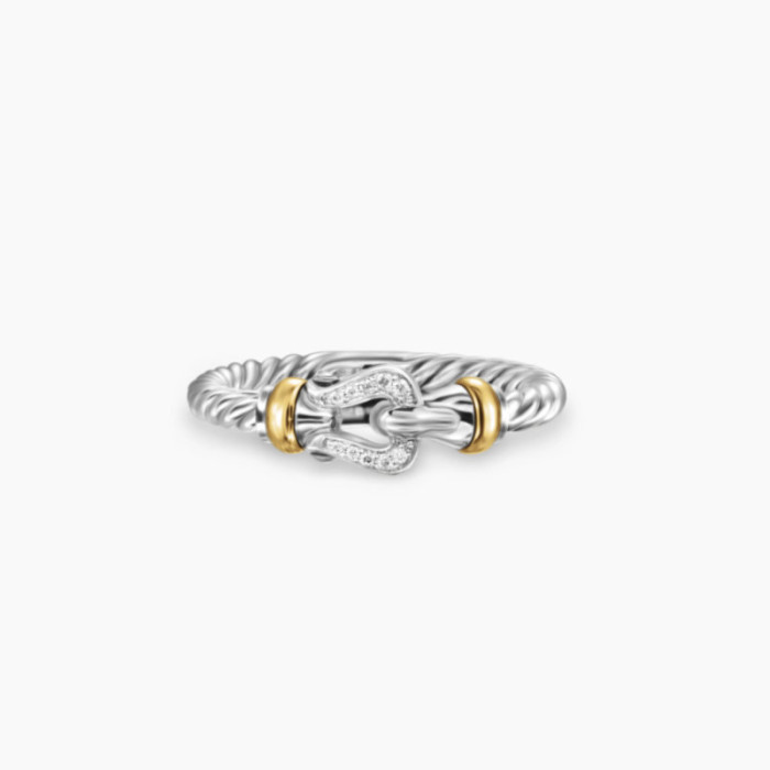 David Yurman Gold and Silver 2mm Link Ring