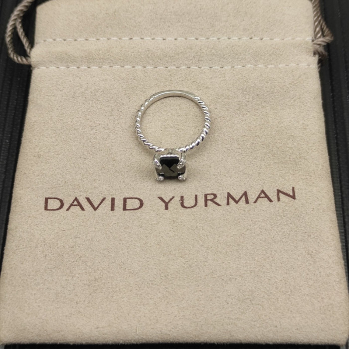 David Yurman 8mm Four-Prong Black Diamond Ring