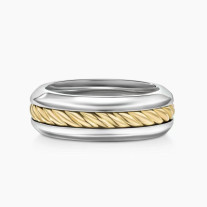 David Yurman Gold and Silver Cable Plain Ring