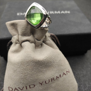 David Yurman 14mm Square Green Diamond Ring