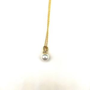David Yurman Gold Tone 8mm Pearl Pendant Necklace