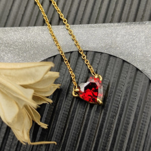 David Yurman 8mm Ruby Heart Diamond Pendant Necklace
