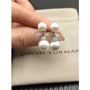 David Yurman 8mm and 10mm Double Pearl Drop Earrings
