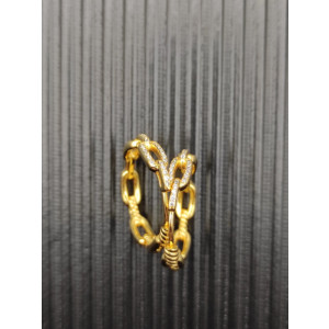 David Yurman 24x5mm Gold Diamond Pavé Link Hoop Earrings