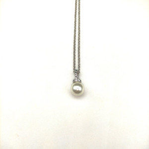 David Yurman Silver 8mm Pearl Pendant Necklace
