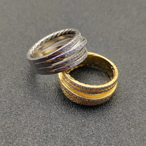 David Yurman Silver Pavé Diamond Interlocking Ring