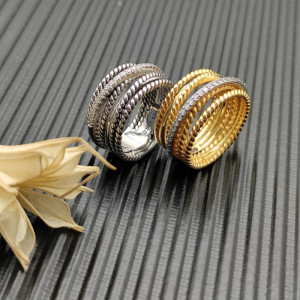 David Yurman Gold Pavé Twisted Cable Ring