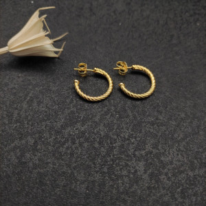 David Yurman Gold Petite Single Twisted Cable Hoop Earrings