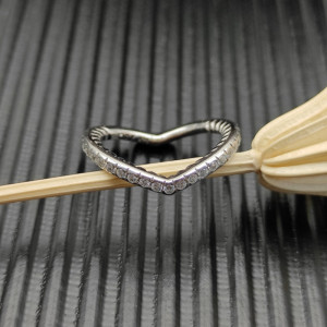 David Yurman Silver Heart Pavé Diamond Ring