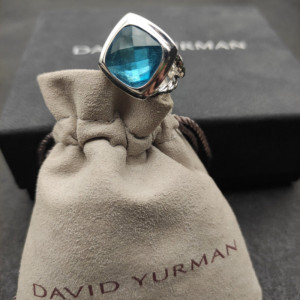 David Yurman 14mm Square Blue Diamond Ring