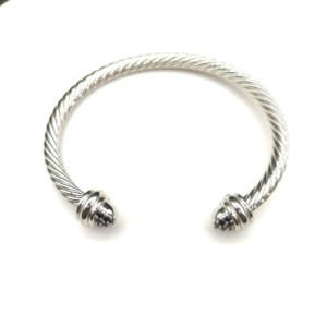 David Yurman 5mm Half-Pavé Cable Cuff Bracelet Black Diamonds