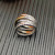 David Yurman 17.5mm Gold and Silver Five-Line Cross Pavé Diamond Ring
