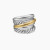 David Yurman 17.5mm Gold and Silver Five-Line Cross Pavé Diamond Ring